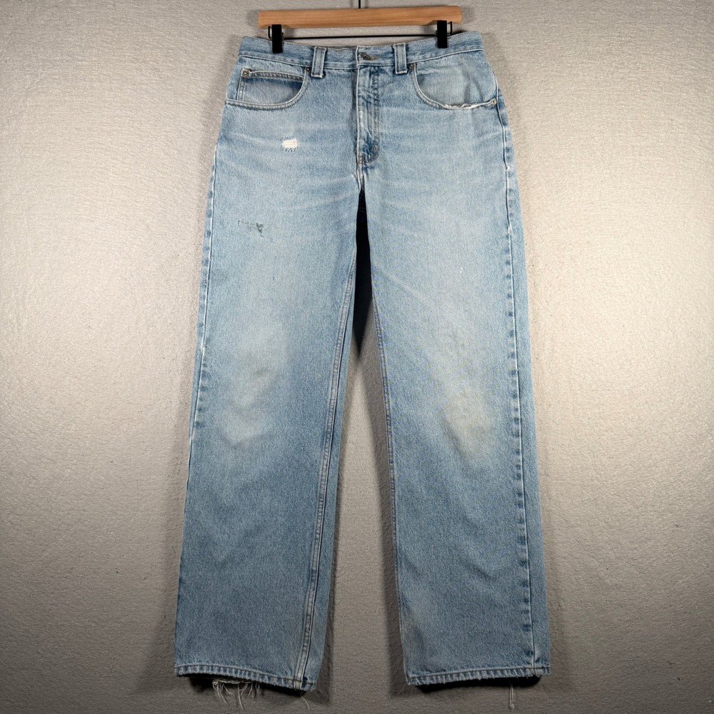 Anchor Blue Easy Fit Mens Light Wash Vintage 90s Relaxed Straight Jeans 32x31